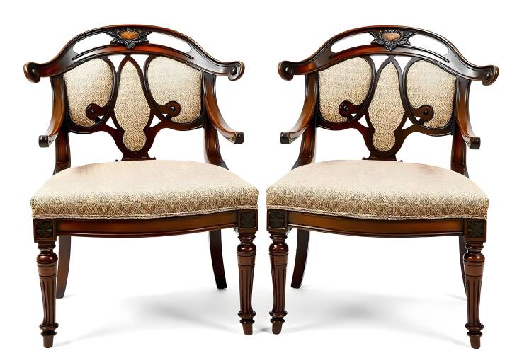 Classic Design Antique Biedermeier Chairs with Wood Carving